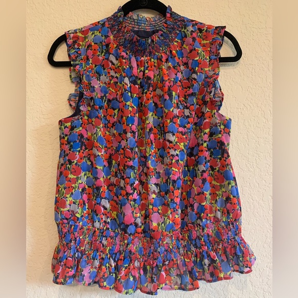 EUC JCrew Sleeveless Mockneck Watercolor Top - Picture 2 of 4